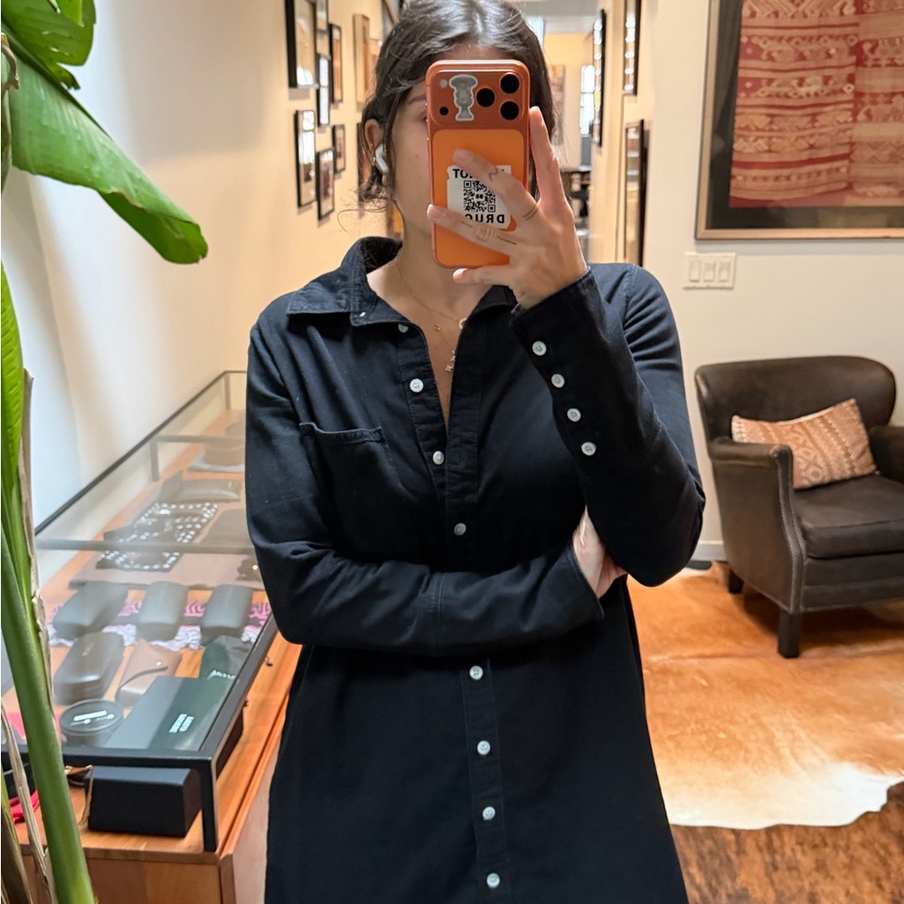 ASOS Black Button-Front denim Shirt Dress